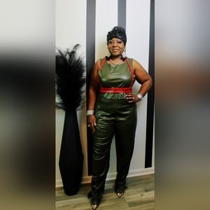 NWOT Faux leather Jumpsuit